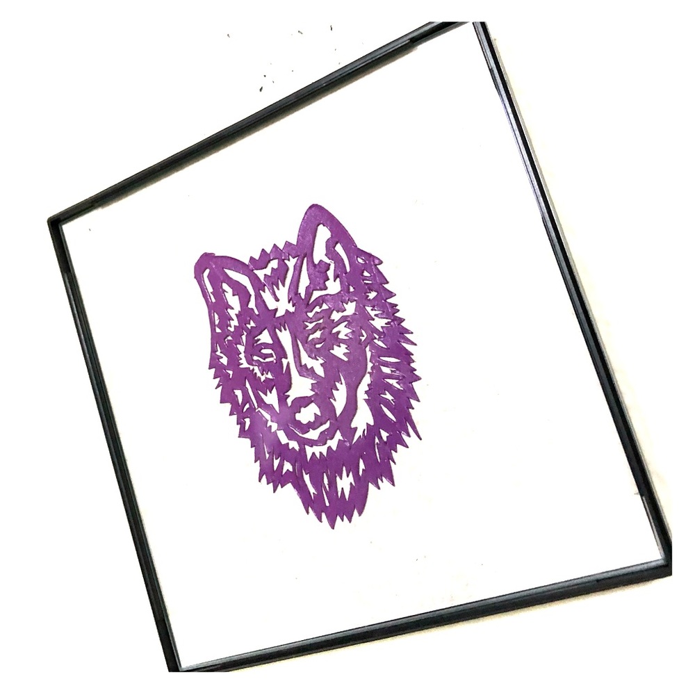 Purple Wild Wolf Stencil Cut Out Art